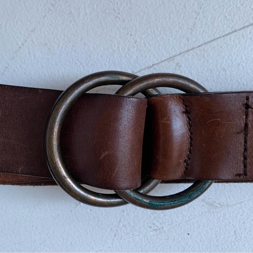 Genuine Leather Belt in Brown with Brass Ring Buckle
